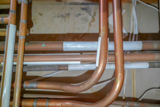 istock Underfloor copper water pipes in a house 1369183518