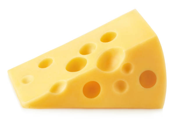 istock Cheese piece with holes on white 1369183619