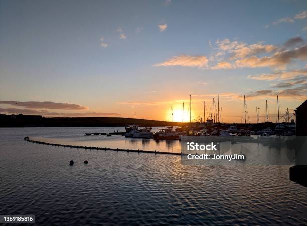 Orkney Stromness Marina Sunrise Stock Photo - Download Image Now - Bay of Water, Coastline, Color Image