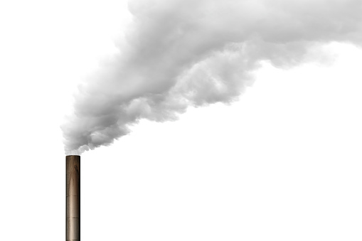 thick white smoke with chimney, isolated on white (XL)