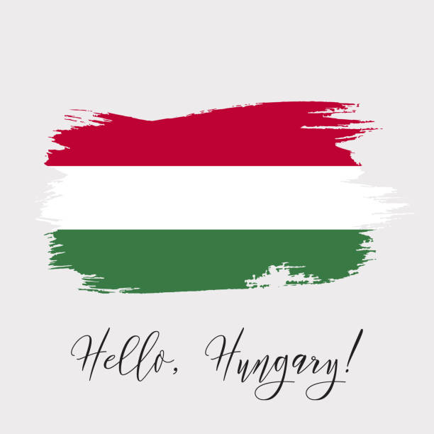 ilustraciones, imágenes clip art, dibujos animados e iconos de stock de hungría acuarela vector nacional bandera país icono - hungary flag banner dirty