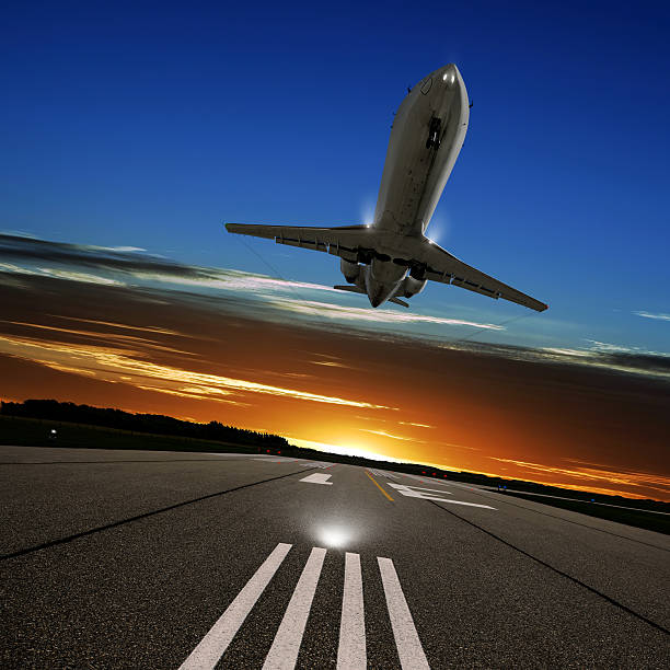 istock XL corporate jet airplane landing 136919124