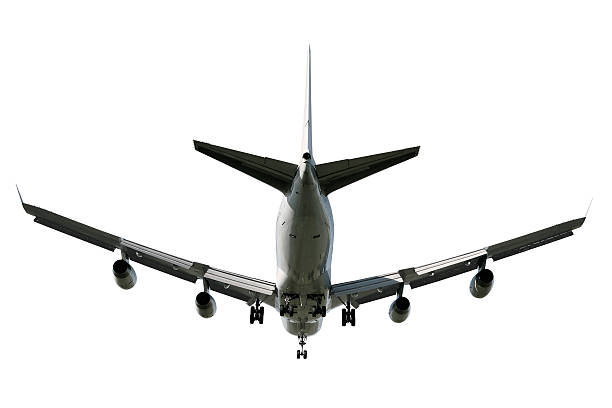 XL jumbo jet airplane landing stock photo