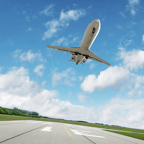 istock XL corporate jet airplane landing 136919158