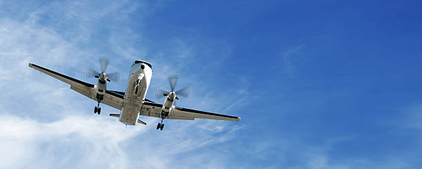 Photo of propeller airplane landing