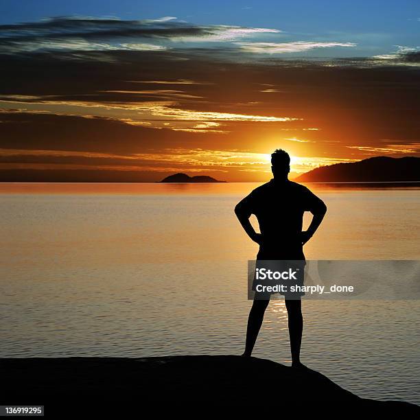 Xl Serene Man Sunset Stock Photo - Download Image Now - Achievement, Adult, Adults Only