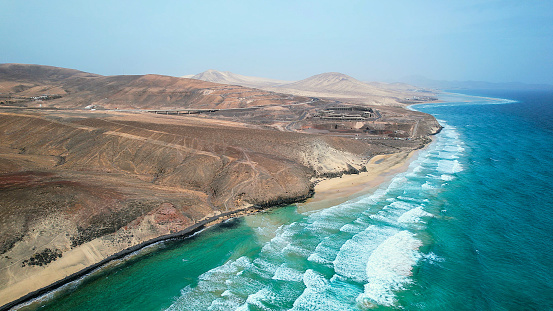 Aerial view of beaches in the south of Fuerteventura, Canary Islands