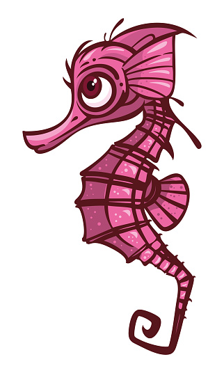 funny cartoon seahorse vector illustration