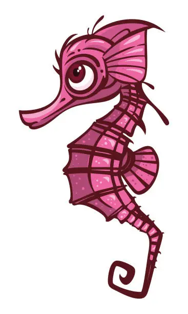 Vector illustration of cartoon seahorse vector