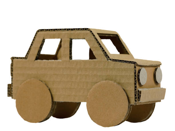 This small car model is made of cardboard stock photo