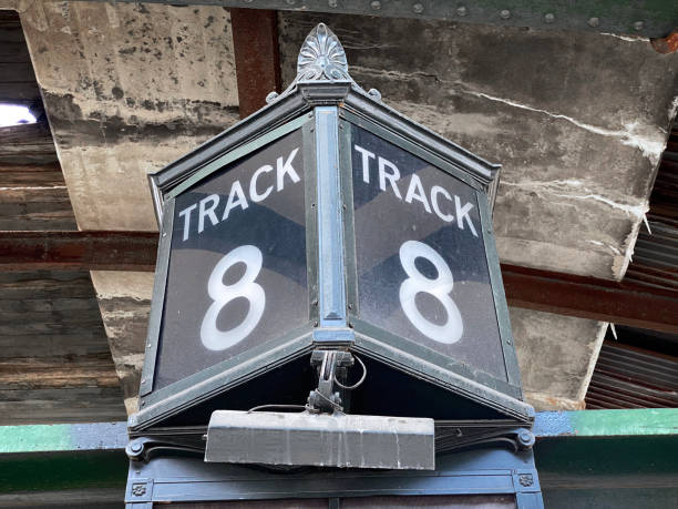 istock Olsd track sign abandoned  old train station 1369197419