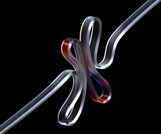 istock 3d wavy line abstract composition, isolated on black glass stripe design element, futuristic curved color gradient ribbon 1369197469