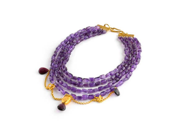 colar de ametista - amethyst necklace gem purple - fotografias e filmes do acervo