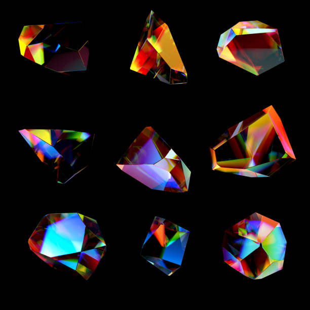 istock 3d abstract colorful gemstone isolated on black, futuristic crystals set, 3d rendering 1369198101