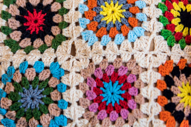 istock Multi Colored plaid square of crochet 1369198524
