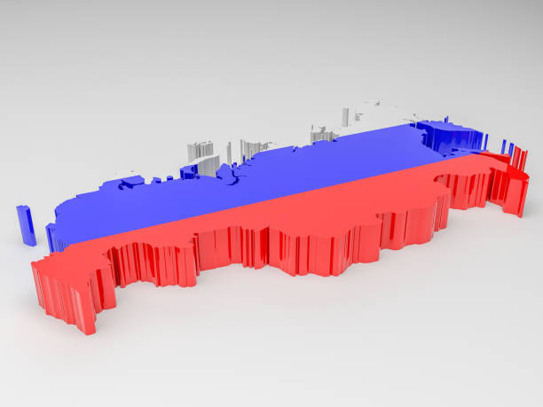 istock Map of Russia with Russian flag 1369199309