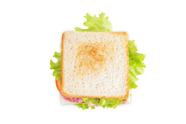 istock Sandwich with sausage, cheese and tomato on a white isolated background 1369199739