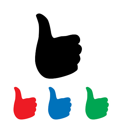 Vector illustration of four thumbs up icons.
