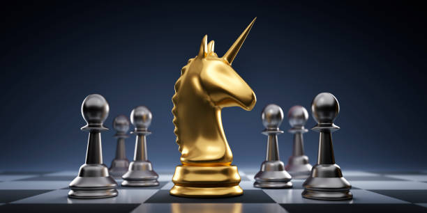 Golden chess piece unicorn