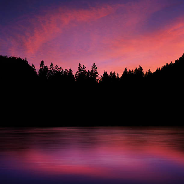 istock XL forest and lake sunset 136920381