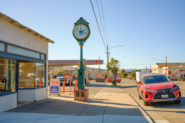 Historical Old Town Orcutt. Gas station, old buildings, traffic, street view Orcutt, Santa Barbara County, California, February 4, 2022. Historical Old Town Orcutt. Gas station, old buildings, traffic, street view santa maria california photos stock pictures, royalty-free photos & images