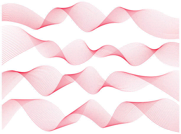 Abstract curved lines Set of vector abstract graphic wave patterns. striped ribbon stock illustrations