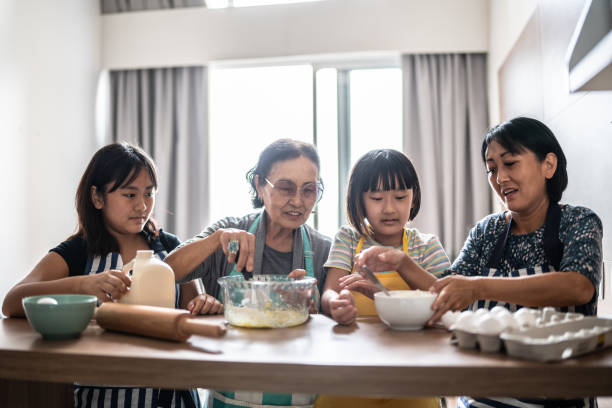 istock Family making a cake at home 1369209383