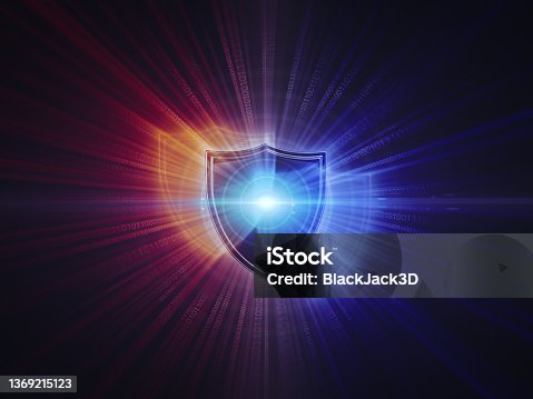 istock Shield. Network Security Lights 1369215123