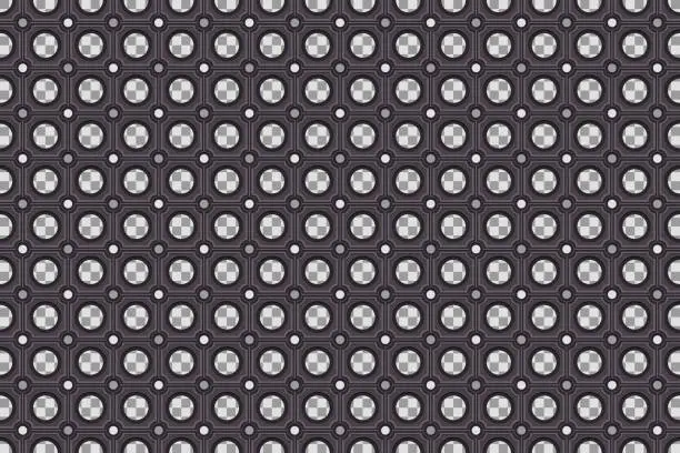Vector illustration of Black rubber indoor floor mat seamless pattern