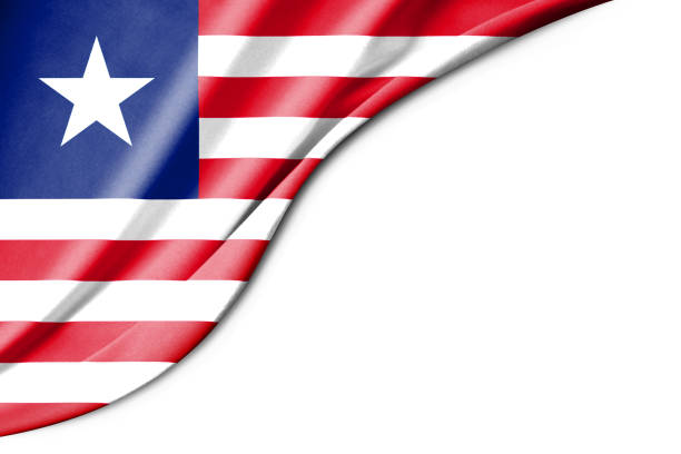 istock Liberia flag. 3d illustration. with white background space for text. 1369225107