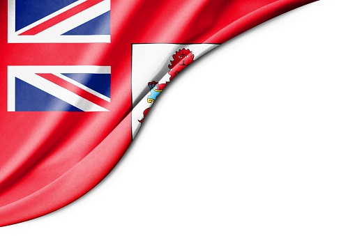 Bermuda flag. 3d illustration. with white background space for text. Close-up view.