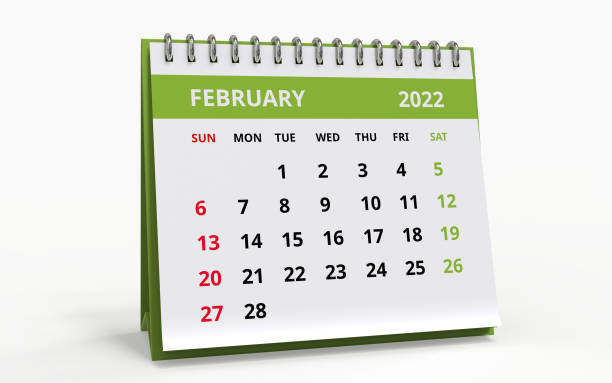istock Standing Desk Calendar February 2022 green 1369226974