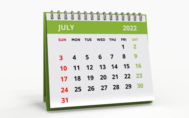 istock Standing Desk Calendar July 2022 green 1369226980