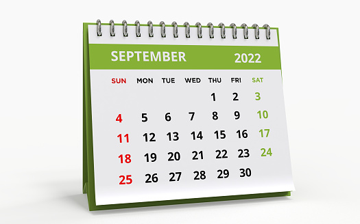 Standing Desk Calendar September 2022 green