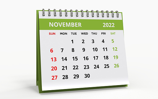 Calendario de Standing Desk Noviembre 2022 verde photo