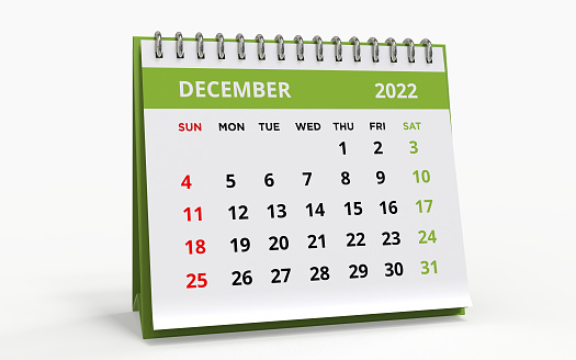 Calendario de Standing Desk Diciembre 2022 verde photo