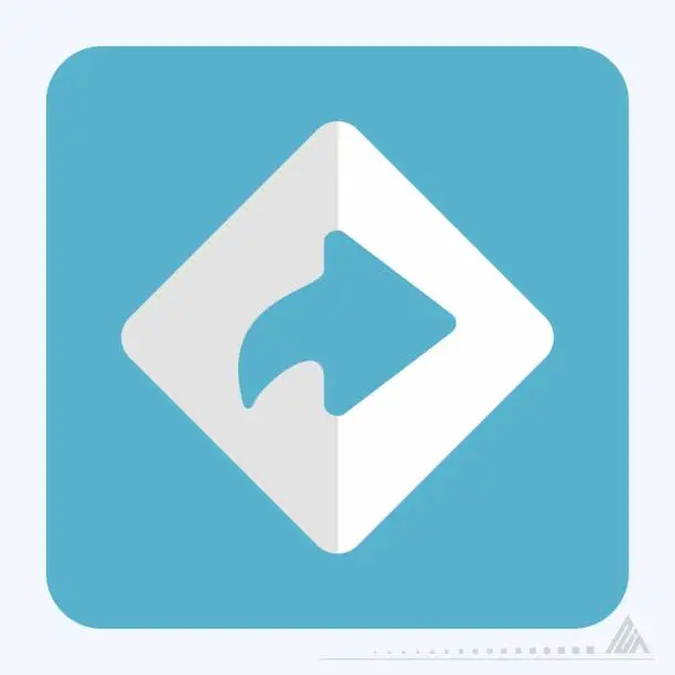 Vector illustration of Icon Right Turn - Flat Style