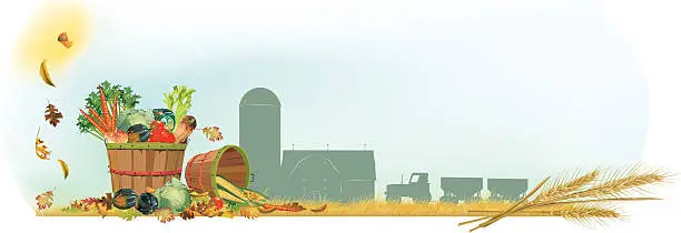 Vector illustration of Fall Farm harvest Scene