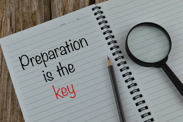 Notebook written with text PREPARATION IS THE KEY notebook written with text PREPARATION IS THE KEY preparation stock pictures, royalty-free photos & images