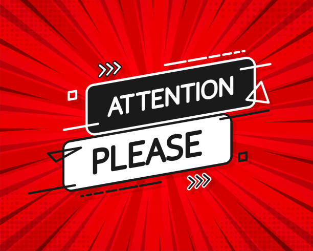 istock Attention please flat banner. Vector illustration of important announcement 1369244324