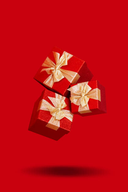istock Red present boxes. Levitation. Saint Valentine day 1369246550