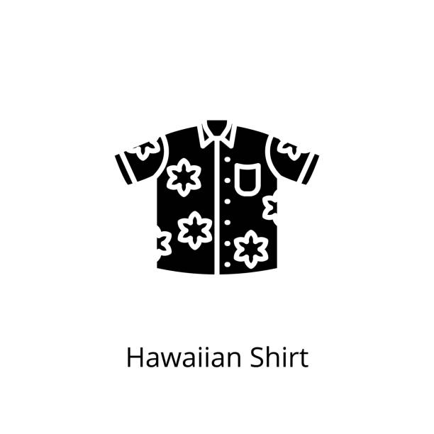 illustrazioni stock, clip art, cartoni animati e icone di tendenza di icona della camicia hawaiana in vettoriale. logo - camicia hawaiana