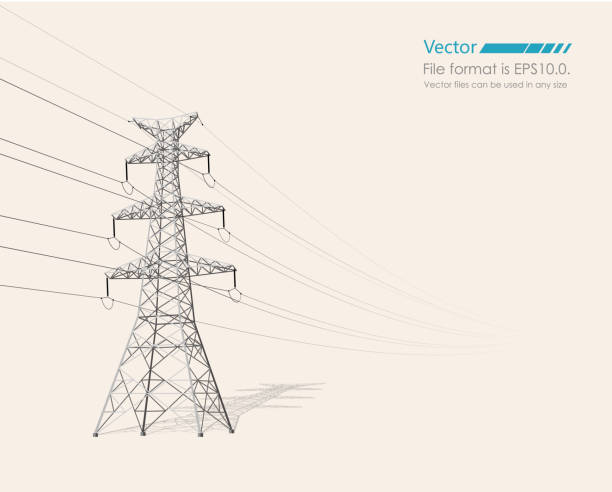 와이어 타워 - electricity pylon stock illustrations