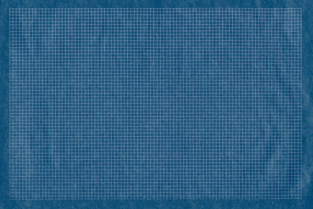 Carta millimetrata su sfondo blue blueprint - foto stock
