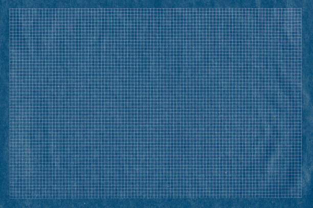 Graph Paper on Blue Blueprint Background - fotografia de stock