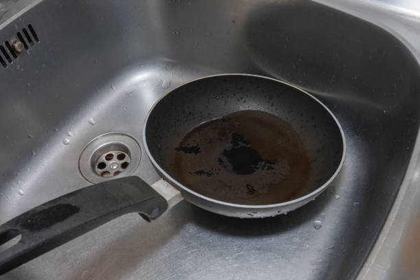 Heap of dirty utensil on the kitchen