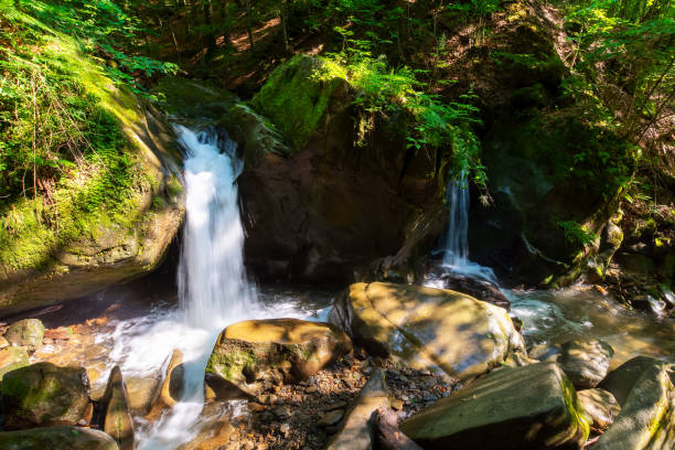 istock waterfall among the rocks in the forest 1369266661