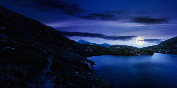 istock mountain landscape with lake in summer at night 1369267834