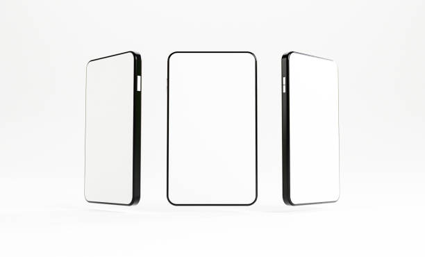 istock Smartphone mockup , Isolated of Three angles mobile phone with blank screen frame template on white background by 3d render. 1369270911