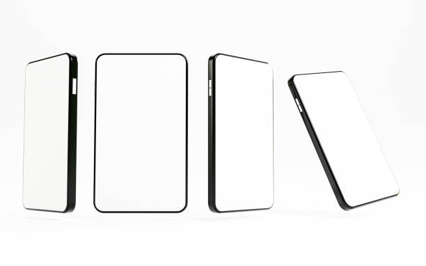 istock Smartphone mockup , Isolated of Three angles mobile phone with blank screen frame template on white background by 3d render. 1369271566